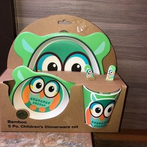 Bamboo fiber dinnerware set toddler plate set owls